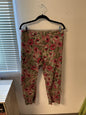 Pants - Beige with Pink and Green floral pattern -