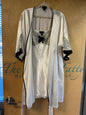 Thalia Sodi Lingerie and Robe Set - Cream/Beige with black accents - XXL