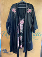 Thalia Sodi Lingerie and Robe Set - Black with pink floral embroidery - XL