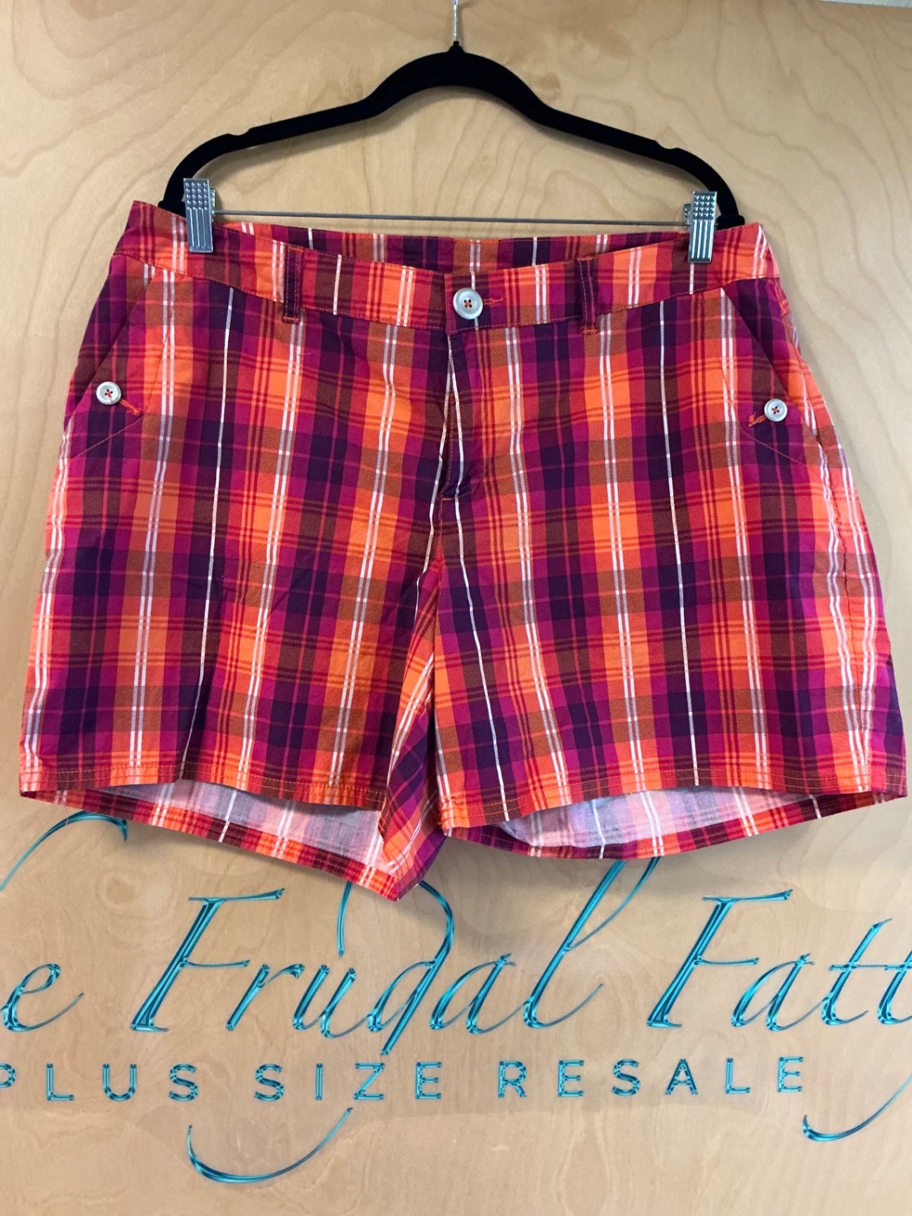 Lane Bryant Shorts - Red and Orange Plaid - 18