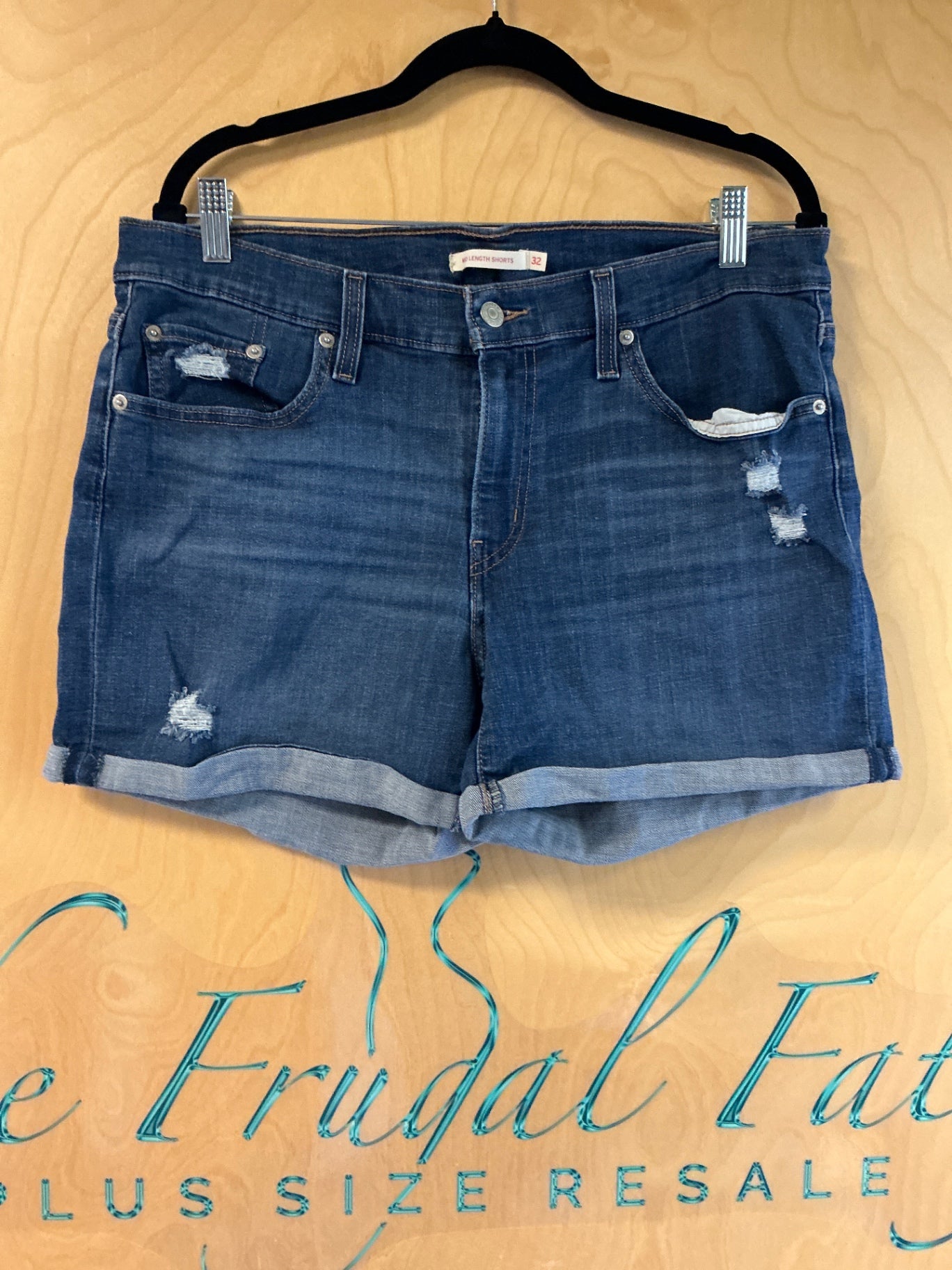 Levis Denim Shorts - Dark Blue - 32 waist