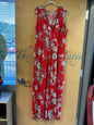 Tacera Wide Leg Romper - Red - XL
