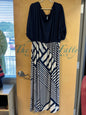 KOH KOH Dress - Navy Blue and White - 3X