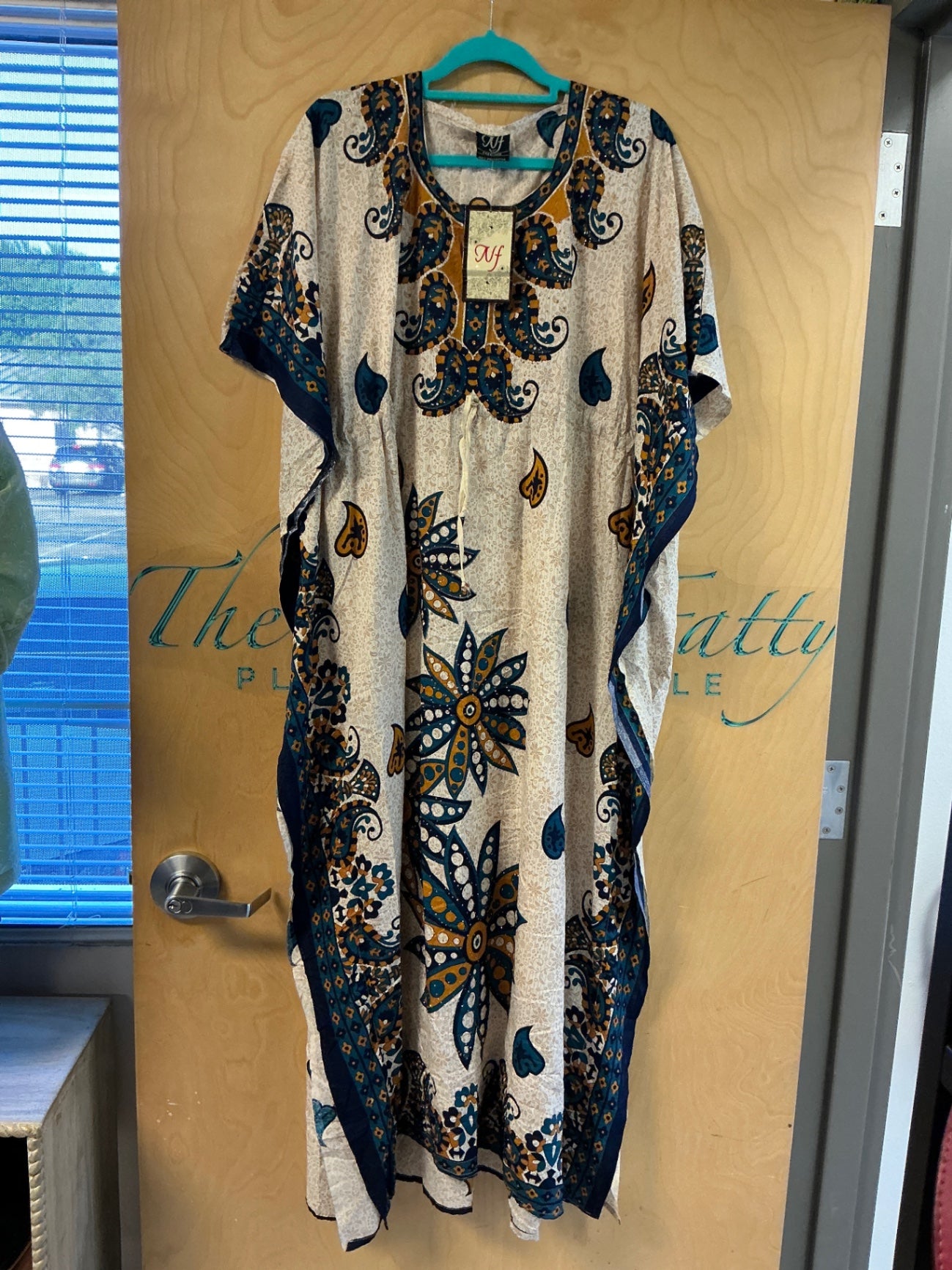 Nf Kaftan Dress - Beige, navy blue, mustard yellow, white - O/S NWT