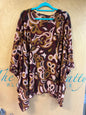 Cha Cha Vente Poncho Blouse - Multicolor (Burgundy, Pink, Gold, Black) - O/S