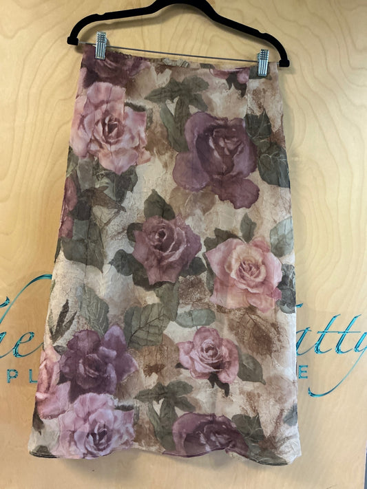 Dressbarn Skirt - Multicolor (primarily pink and purple with green and beige accents) - 20