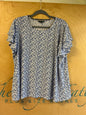 Adrianna Papell Blouse - White and navy blue - 2X