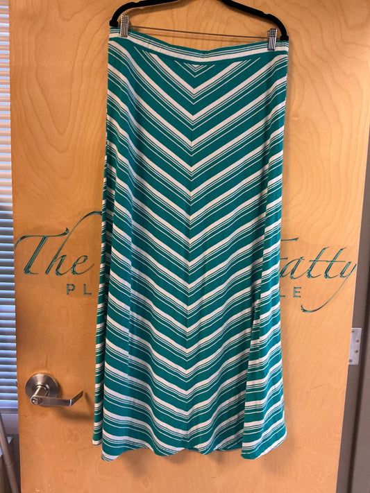 Mix & Co Maxi Skirt - Teal and white - XL