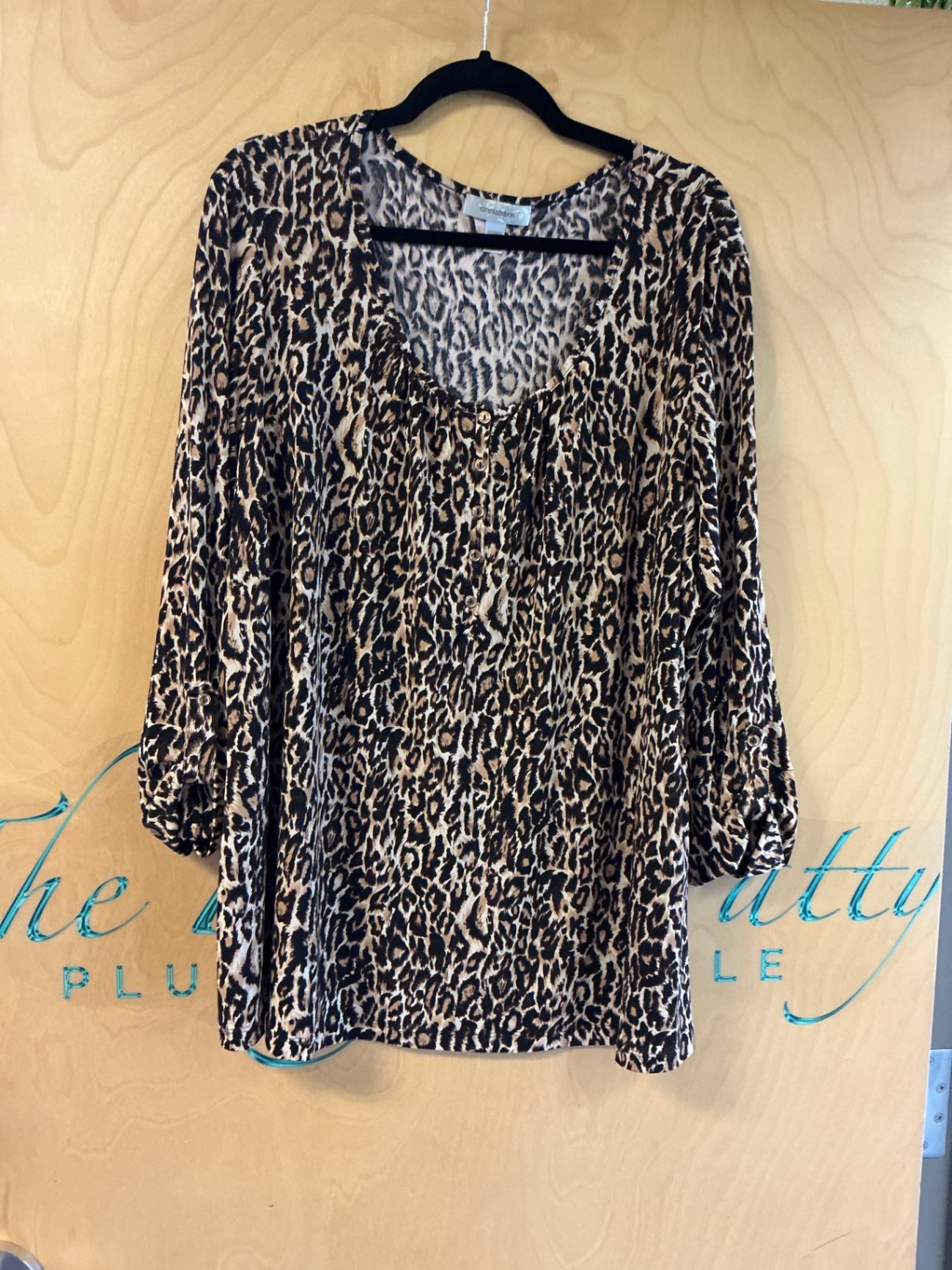 Dressbarn Blouse - Leopard print (tan, black, and cream) - 3X