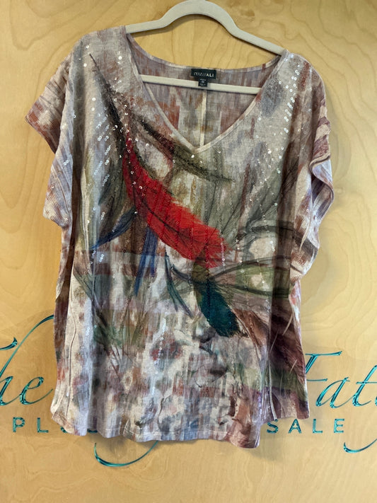Roz & Ali Blouse - Multicolor (Beige, Red, Blue, Green, and Black) - 3X