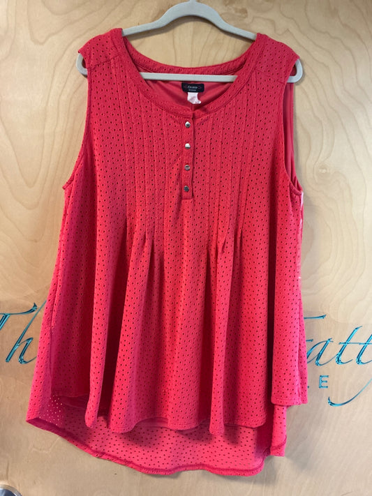 Cocomo Woman Sleeveless Blouse - Red - 2X