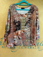 Impulse Blouse - Multicolor (Brown, Leopard print, Floral, and Patchwork) - 3X