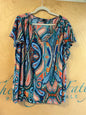East 5Th Blouse - Multicolor (predominantly orange, blue, and teal) - 3X