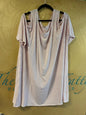 Terra & Sky Cold Shoulder T-Shirt - White with Pink Stripes - 2X