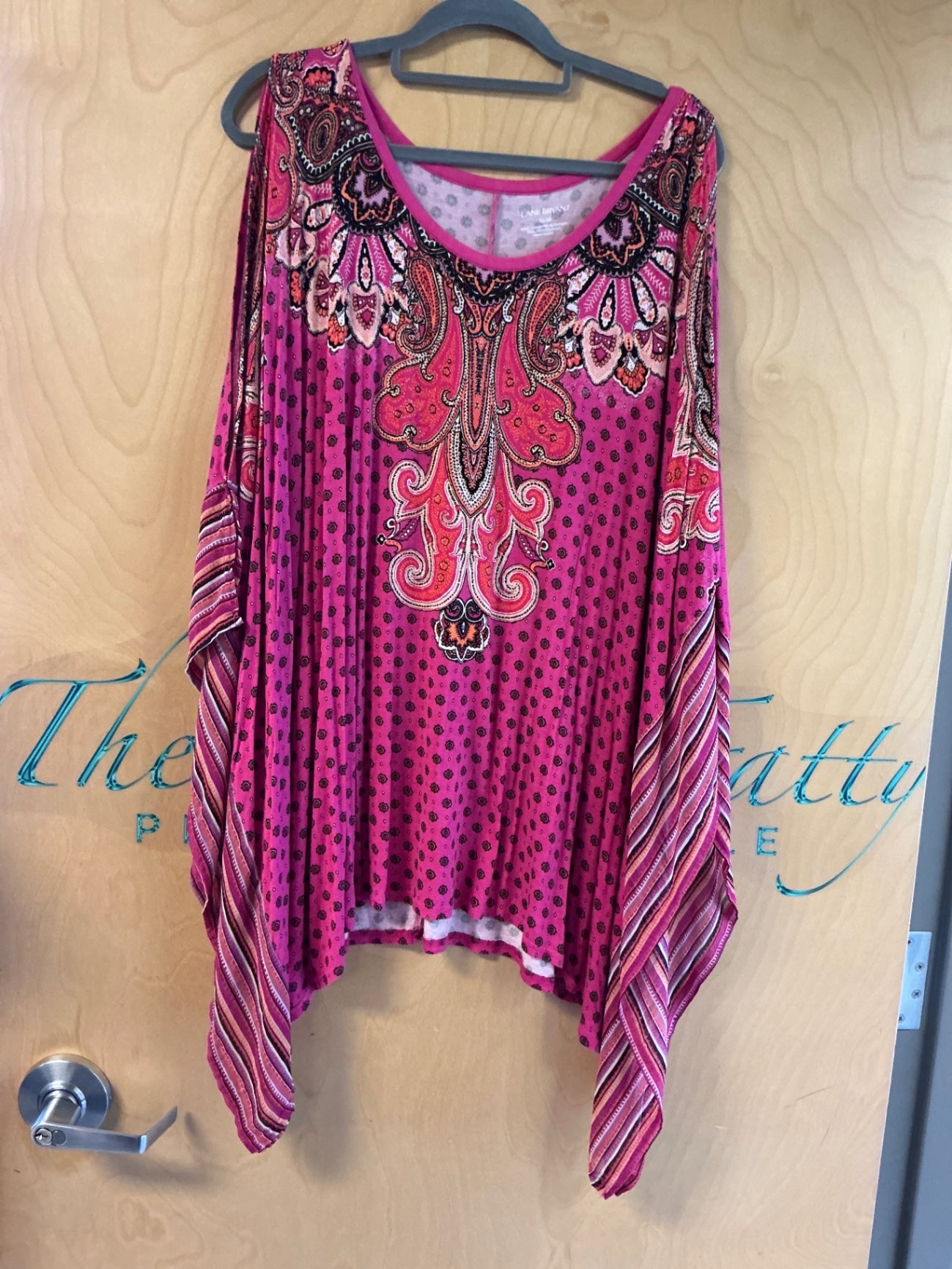 Lane Bryant Cold Shoulder Blouse - Pink with multicolor embroidery - 26/28