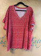 Wonderly Blouse - Orange and white - 3X