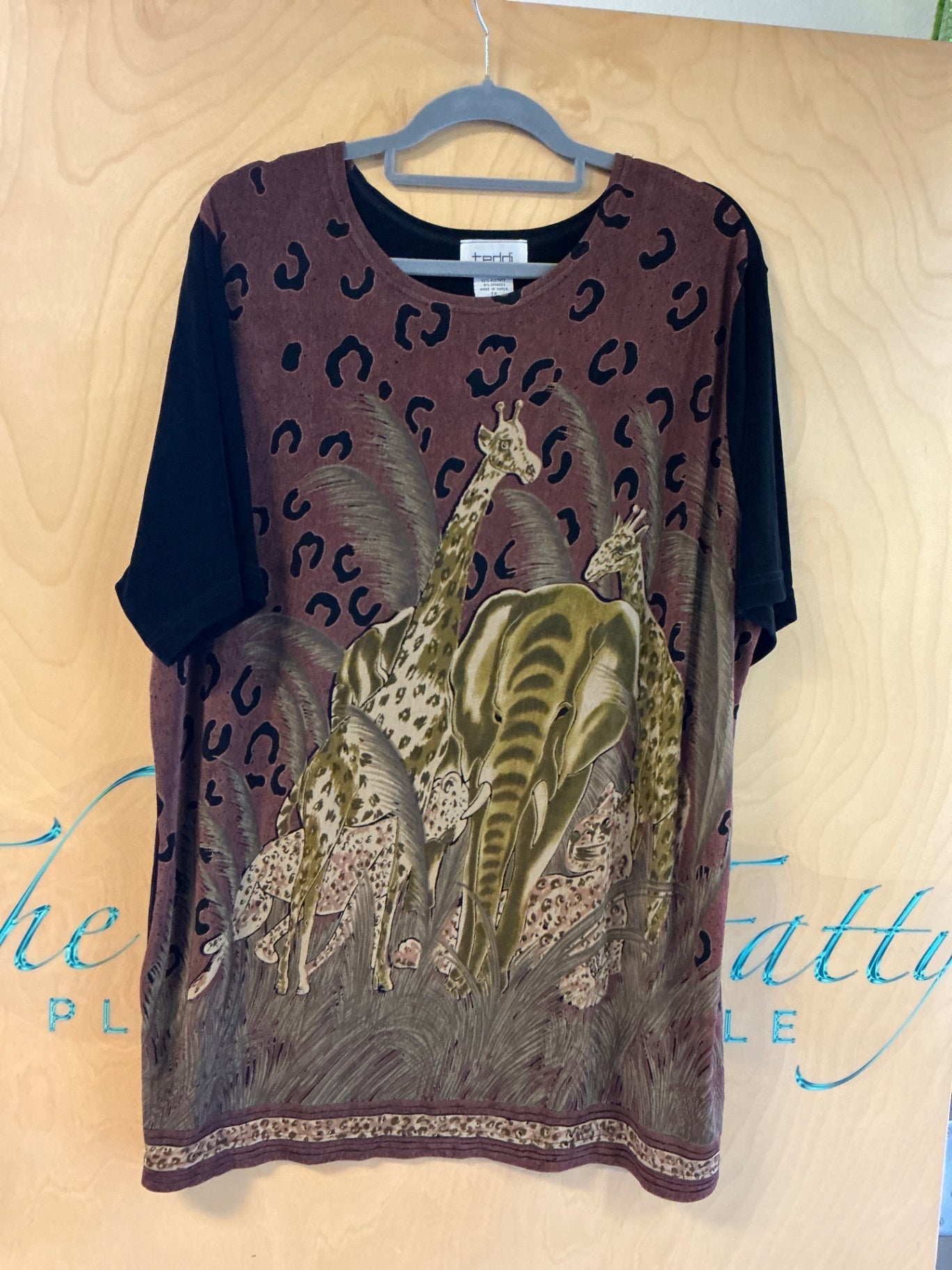 Teddi Blouse - Brown, Black, Green, Beige - 1X