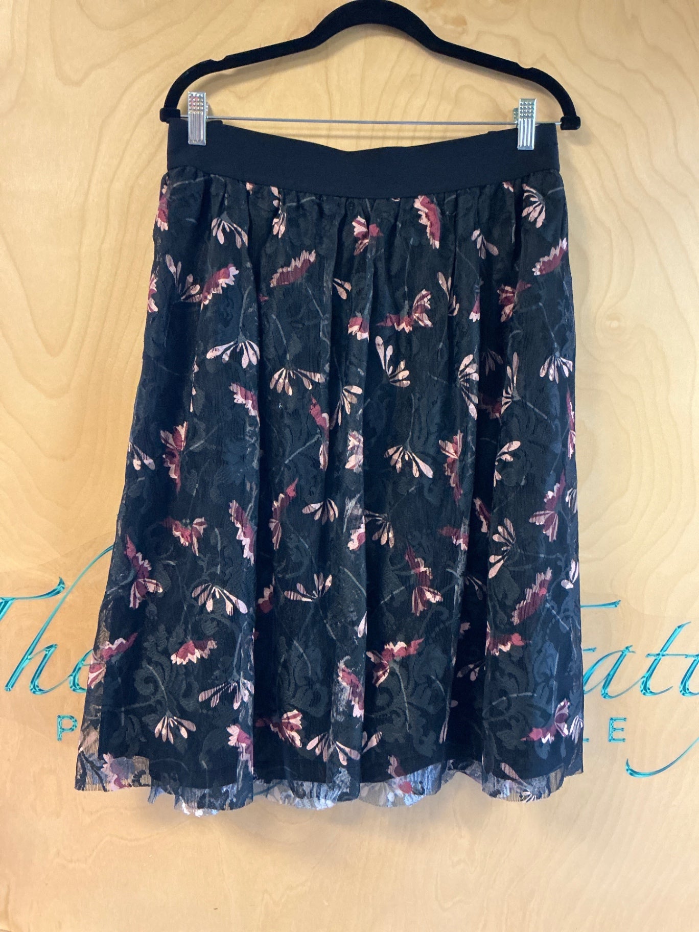 Cato Skirt - Black with Pink and Purple Floral Pattern - 22/24