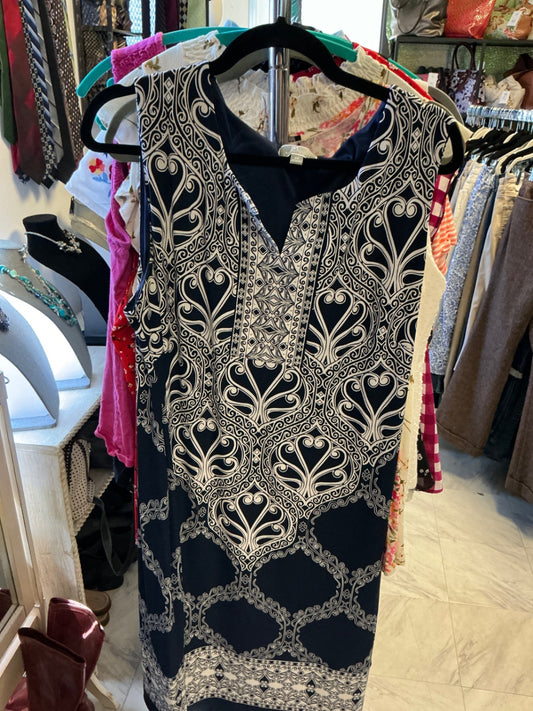 JM Collection Sleeveless Blouse - Black and white - 2X