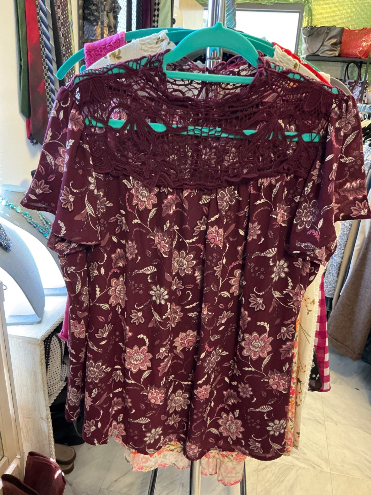 Lane Bryant Blouse - Burgundy with floral print - 18/20