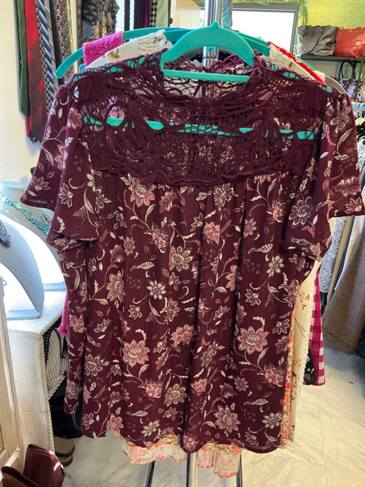 Lane Bryant Blouse - Burgundy with floral print - 18/20