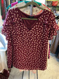 LANE BRYANT Blouse - Burgundy with pink dots - 16