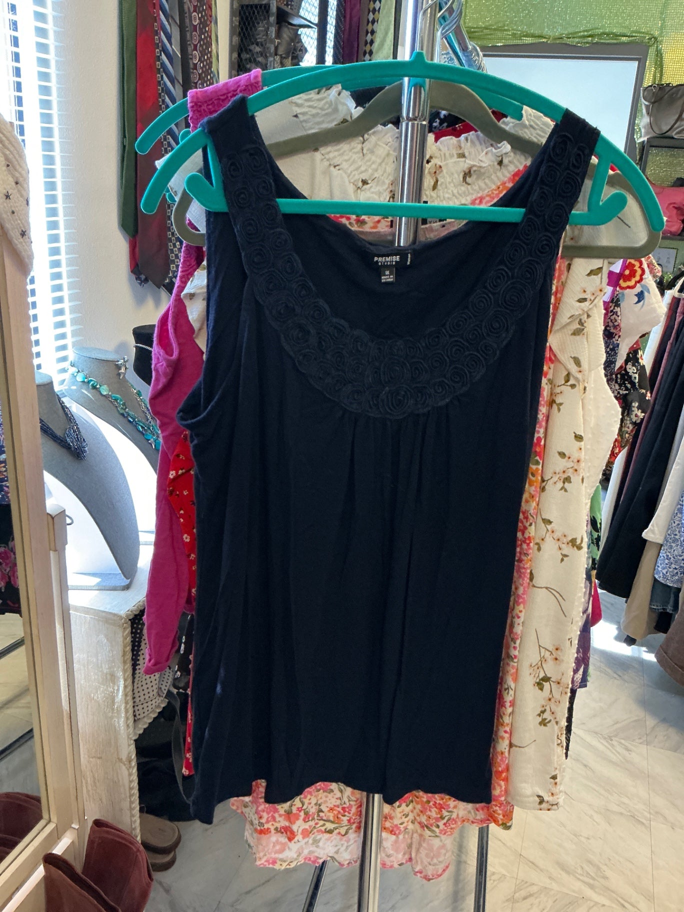 PREMISE Sleeveless Top - Navy Blue - 1X