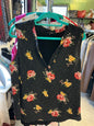 PAPERMOON Sleeveless Blouse - Black with floral pattern and white dots - 2X