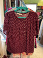 LOFT Blouse - Burgundy with pink floral pattern - 1X