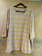 Isaac Mizrahi Live! Blouse - Pink, yellow, and beige stripes - 5X