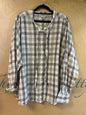 St. John's Bay Blouse - Beige with Red and Black Plaid Pattern - 5X