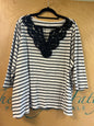 Croft & Barrow Blouse - White with black stripes - 3X