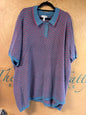 SPORT SAVVY Knit Polo Sweater - Blue with pink accents - 5X