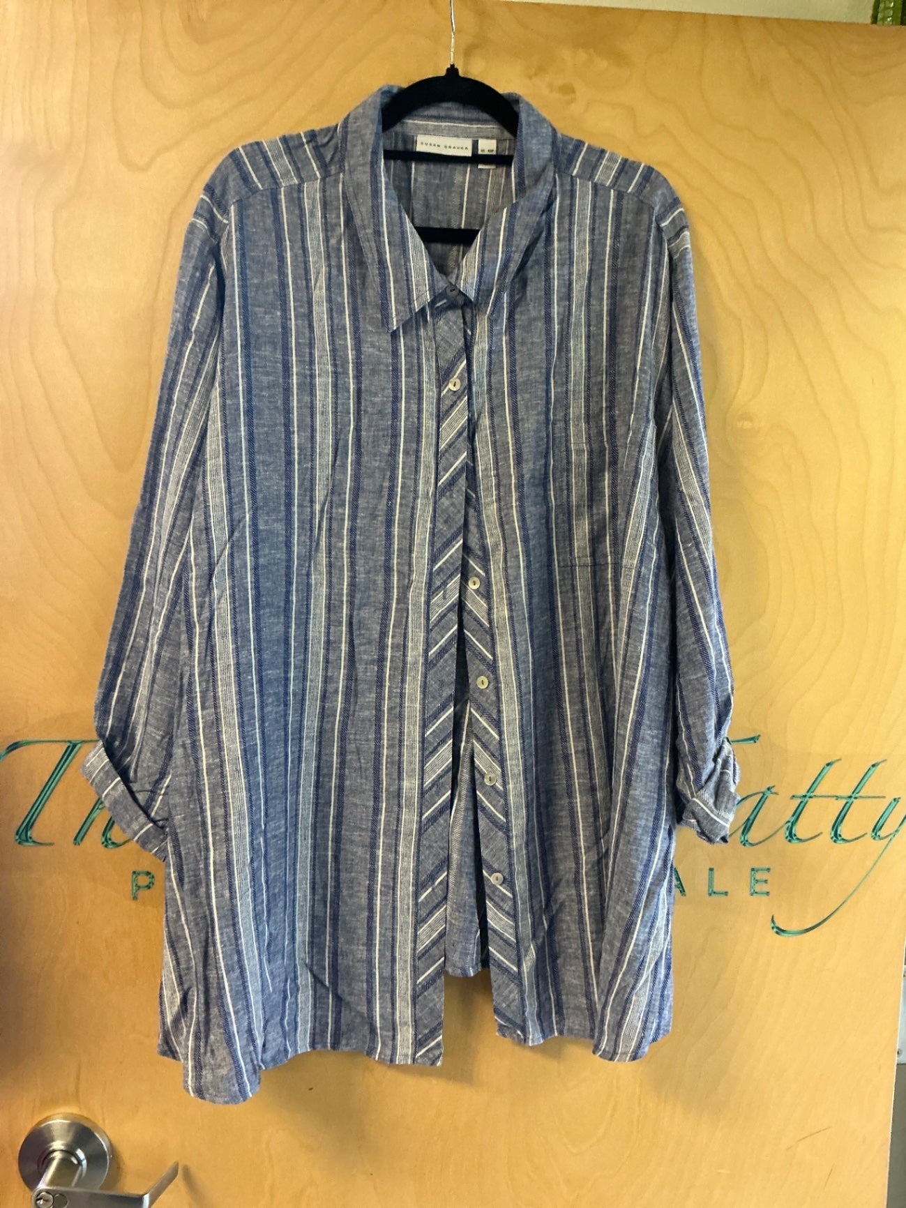 Susan Graver Blouse - Blue and white - 4XP