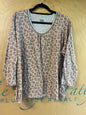 Mainstreet Blues Blouse - Beige with brown floral pattern - 2X