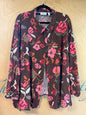 d&co Blouse - Brown with pink, green, white, and orange floral pattern - 5X