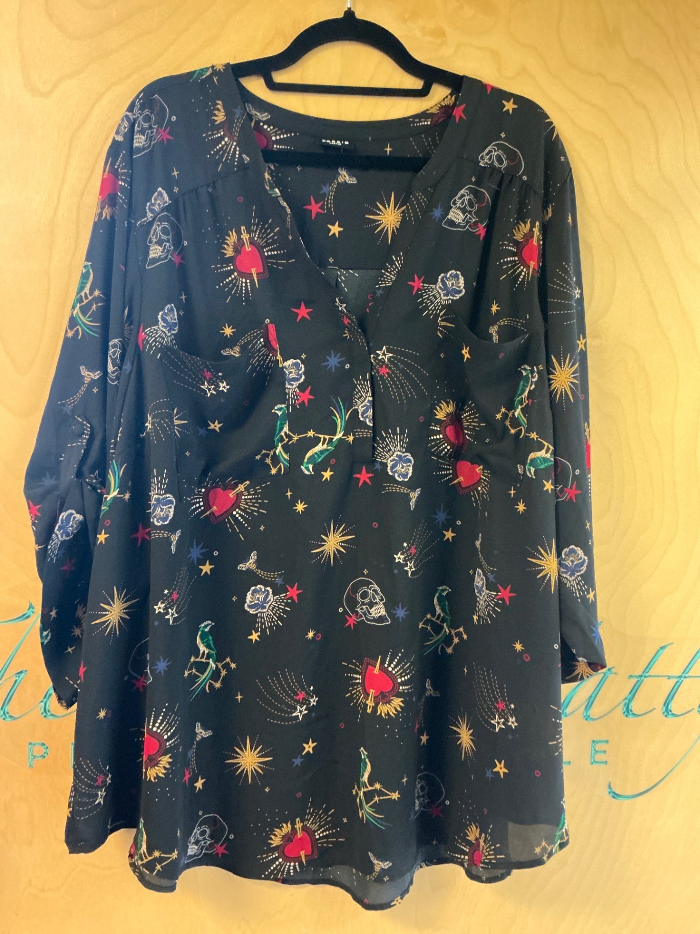 Torrid Blouse - Black with multicolored prints - 5