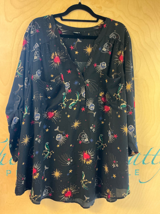 Torrid Blouse - Black with multicolored prints - 5