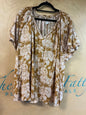 Candace Cameron Bure Blouse - Mustard and Pink - 5X