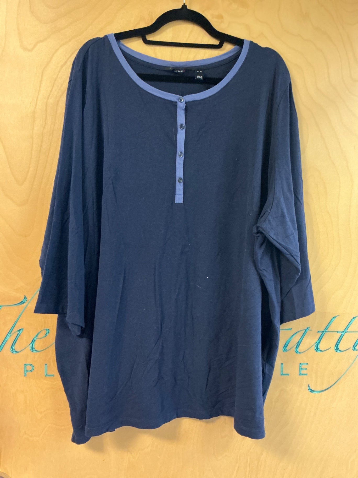 Isaac Mizrahi Live! 3/4 Sleeve T-Shirt - Navy Blue - 5X