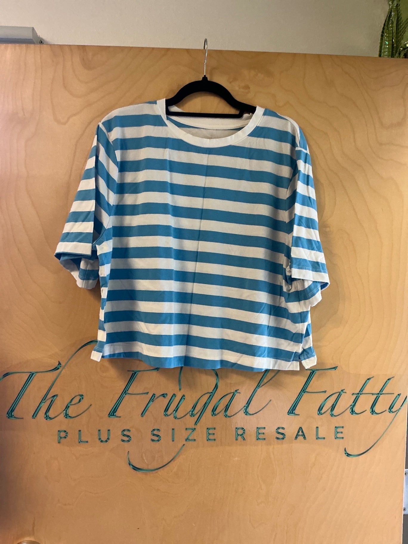 Not specified Cropped T-Shirt - Blue and White - XXL