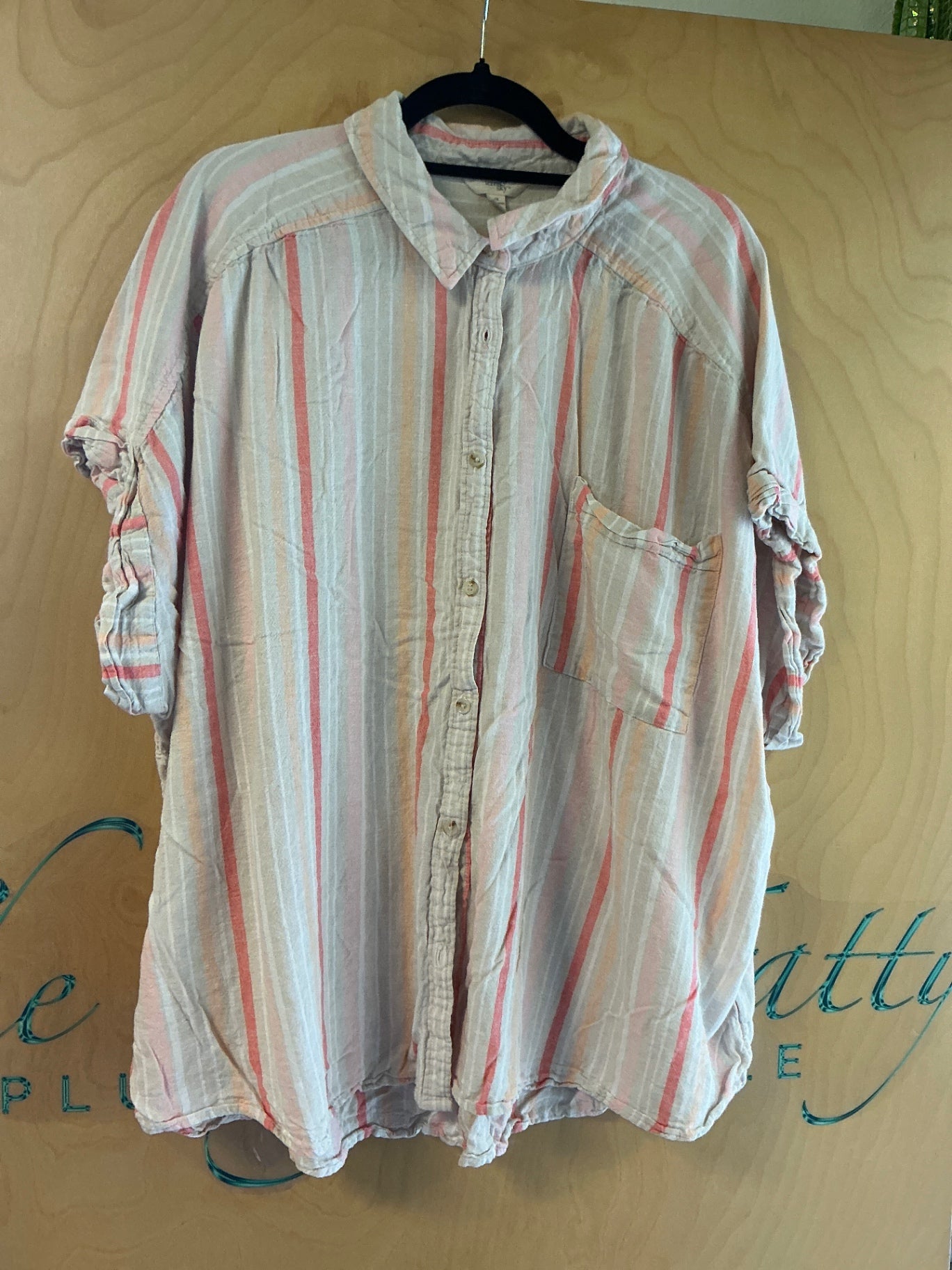 Terra & Sky Blouse - Beige with pastel stripes - 4X