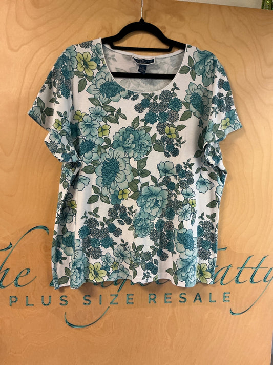 Karen Scott Blouse - Multicolor (blue, green, white) - 3X