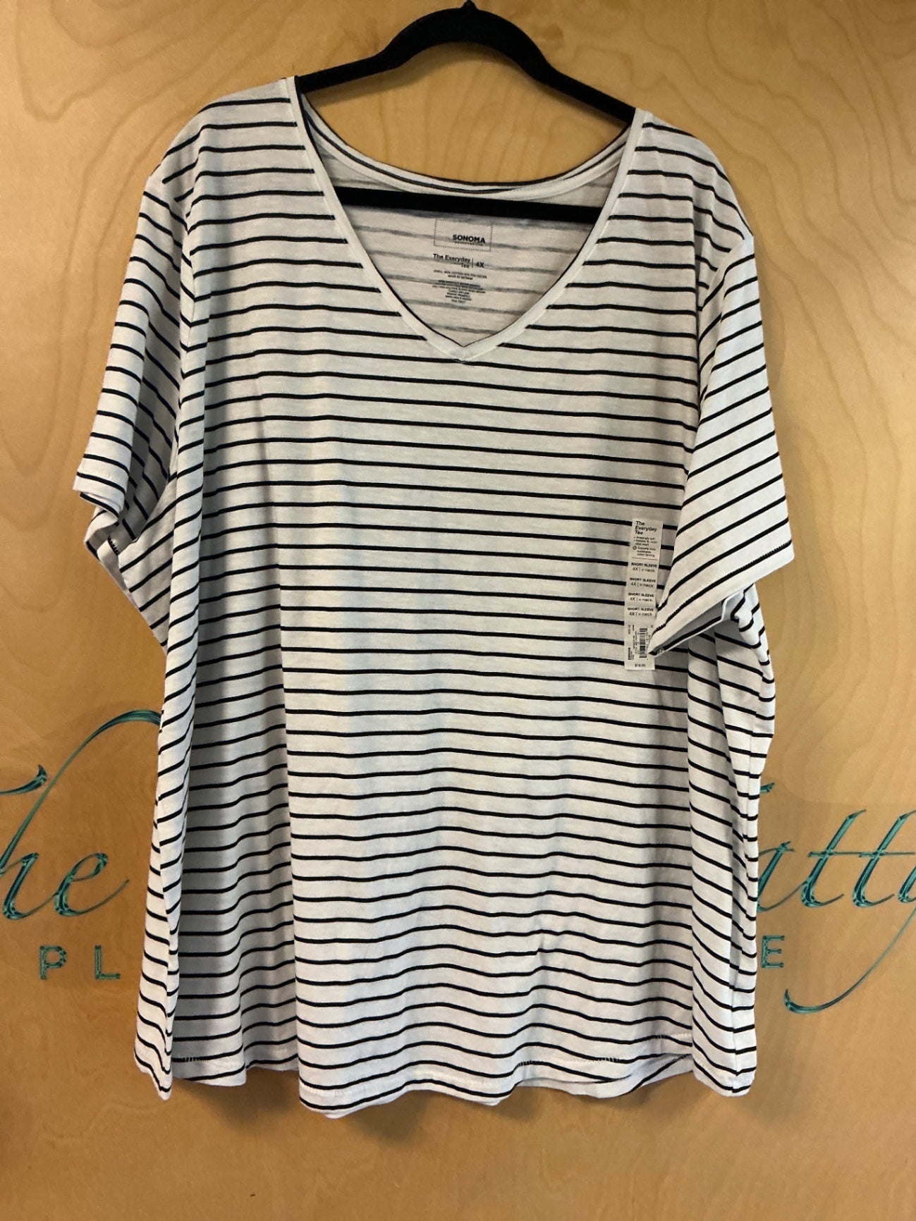Sonoma T-Shirt - White with black stripes - 4X NWT