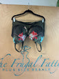 Lane Bryant Cacique Swimsuit top - Dark green with red, white, and green floral pattern - 44DDD
