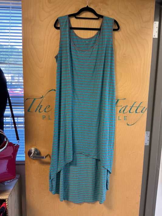 Just Love Dress - Blue and gray - 3X