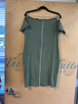 Rouge Off-Shoulder Bodycon Dress - Olive Green - 3X