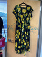 Scobe Dress - Navy blue with yellow and green - 3X