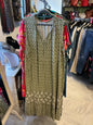 Sonoma Dress - Olive green with white pattern - 5X