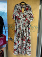 J for Justify Skirted Romper - White with red and pink floral pattern - XL